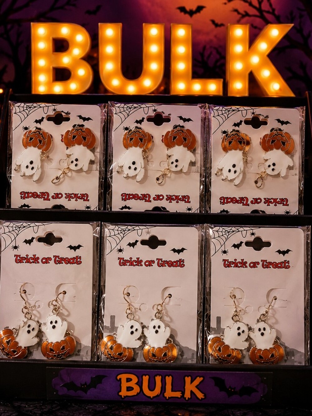 BULK Halloween Ghost & Pumpkin Dangle Earrings - Picture 1 of 3
